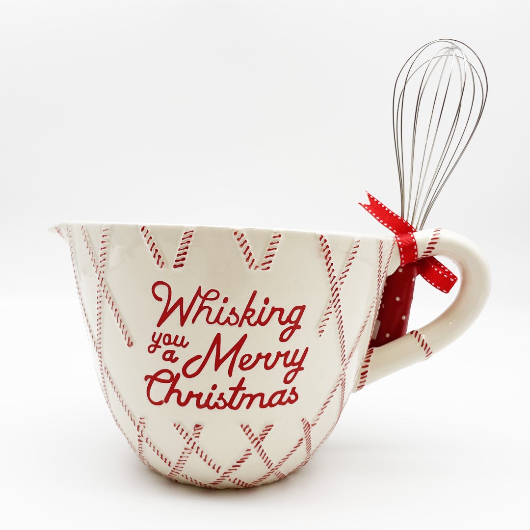 Ticking Stripe Santa and Reindeer Mug Set of 2