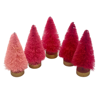 4" Box of 5 Pink Bottle Brush Trees