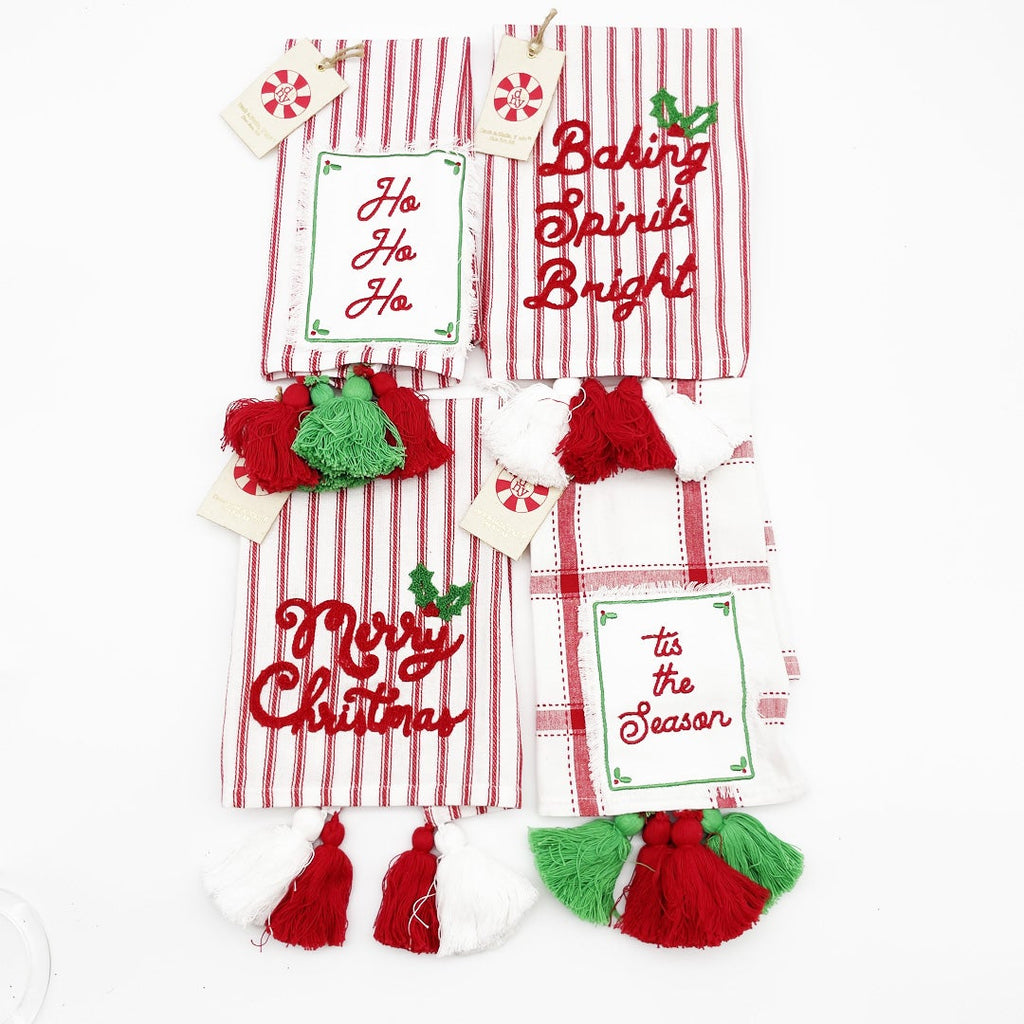 Christmas Tree Applique Kitchen Towel - Red Christmas Tea Towel