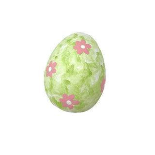 Plastic Large Egg Green with Pink Flowers 3.5" x 2.5"