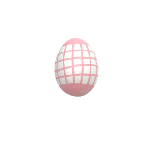 Plastic Small Egg White and Pink Plaid 2.5" x 1.5"