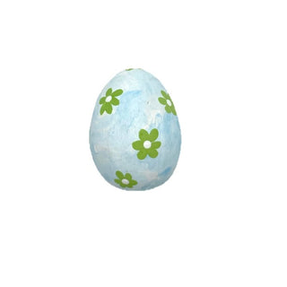 Plastic Large Egg Blue with Green Flowers 3.5" x 2.5"