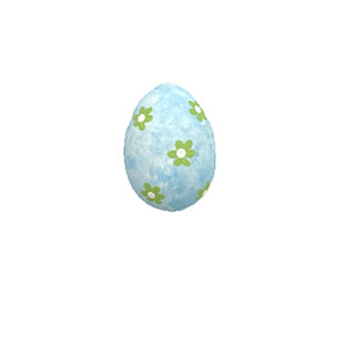 Plastic Small Egg Blue with Green Flowers 2.5" x 1.5"