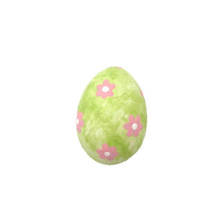 Plastic Small Egg Green with Pink Flowers 2.5" x 1.5"