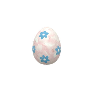 Plastic Large Egg Pink with Blue Flowers 3.5" x 2.5"