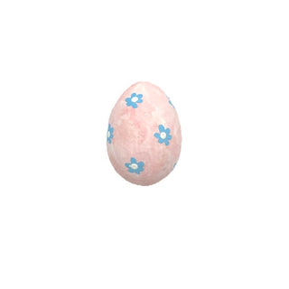Plastic Small Egg Pink with Blue Flowers 2.5" x 1.5"