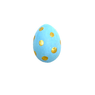 Plastic Small Egg Blue with Gold Dots 2.5" x 1.5"