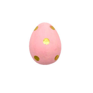 Plastic Large Egg Pink with Gold Dots 3.5" x 2.5"