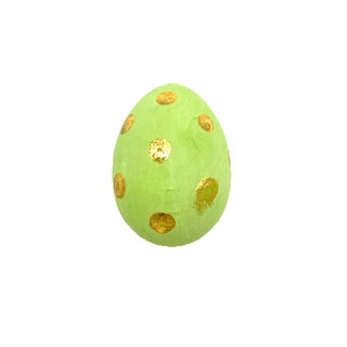 Plastic Small Egg Green with Gold Dots 2.5" x 1.5"