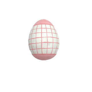 Plastic Large Egg White and Pink Plaid 3.5" x 2.5"