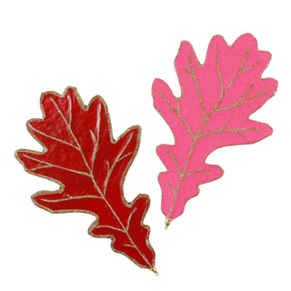 12" Set Of 2 Leaves- Red And Hot Pink