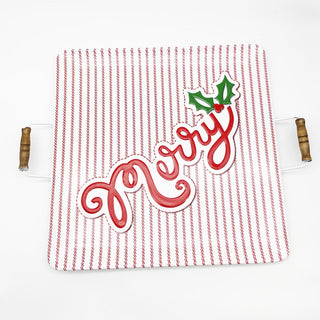Merry Ticking Metal Tray With Handles