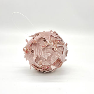 Pink Velvet Leaf Ball Ornament