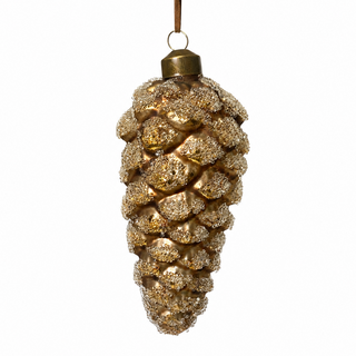 5" Gold Iced Pine Cone Hanging Ornament