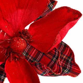 9.5" MAGNOLIA RED PLAID WITH CLIP