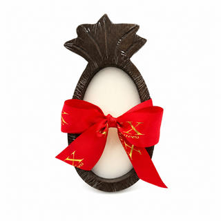 Red, White and Blue Wooden Pineapple-Brown with Red Bow
