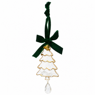 6.25" Glass Tree Ornament with Bow