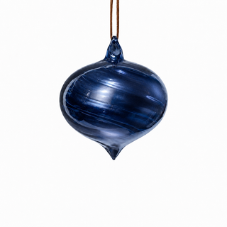4" Diameter Navy Glass Ornament -Onion