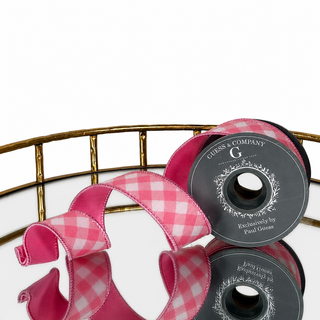 1.5"X5YD PINK CHECK RIBBON WITH PINK DUPION BACK