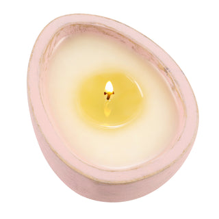 Hyacinth Wooden Egg Candle Pink