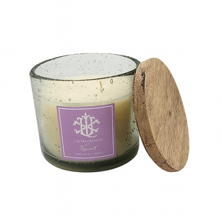 HYACINTH 12 OZ CLEAR GLASS WITH STAIN LID - PURPLE LABEL