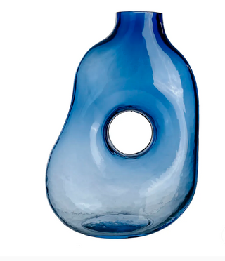 GLASS DONUT VASE-L7.9W4.5H11''