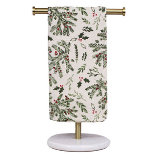 Holiday Foliage Hand Towel Cream/Green 20x28