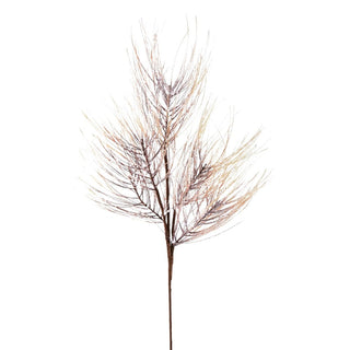 27IN Glitter Iced Pine Spray x5, Brown Cream