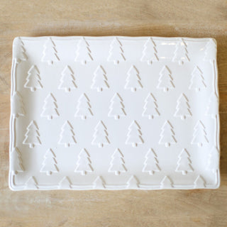 Balsam Lane Embossed Platter White 15.5x11.5