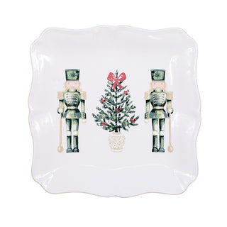 Watercolor Nutcracker Square Platter White/Multi 11.5x11.5