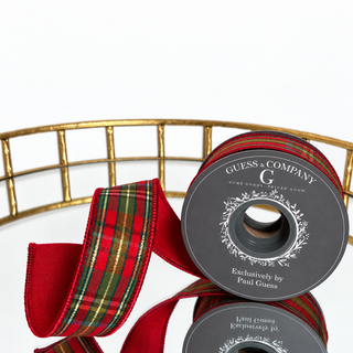 1.5"X5YD CHECKS WITH RED DUPION BACKING RIBBON