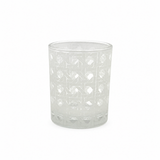 Etched Cane Pattern Votive Glass 3oz    2 5/8" x 2"