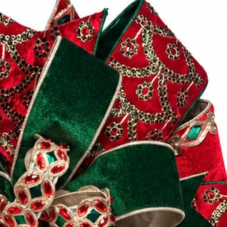18" X 42" RED, GREEN & GOLD PREMADE BOW