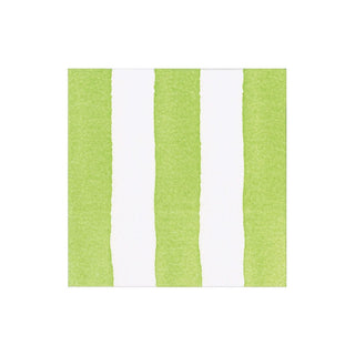 Cafe Stripe Lime Paper Linen Cocktail Napkin - package of 15