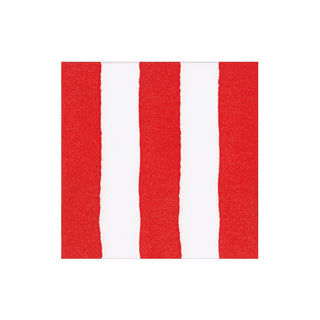 Cafe Stripe Red Paper Linen Cocktail Napkin - package of 15