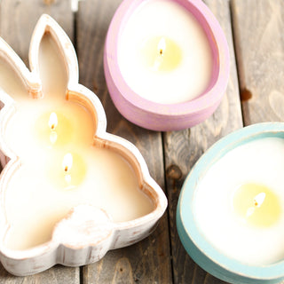 Hyacinth Wooden Egg Candle Pink
