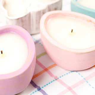 Hyacinth Wooden Egg Candle Pink