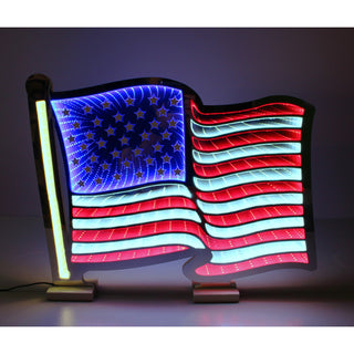 18.75"X24.5" LED INFINITY USA FLAG-RD, WHT & BLUE