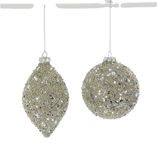 4IN Glass Jewel Ball Drop Ornament (BALL ONLY), Platinum