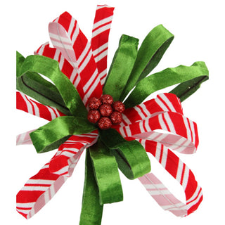 22IN Ribbon Flower Stem, Red White Green