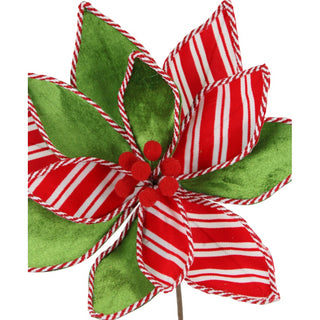 22IN Poinsettia Stem, Red White Green