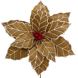 27x13IN Poinsettia Stem, Brown White Red