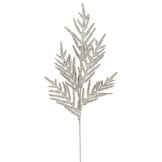33IN Glitter Fern Spray, Platinum