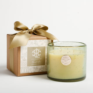 Harvest Moon 13 oz Candle in Green Glass with Bow