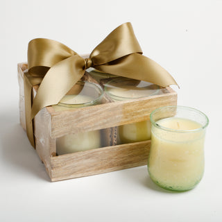 Harvest Moon Set of 4 Votives in Wooden Crate