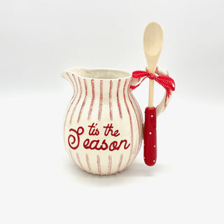 TIS THE SEASON RED/WHITE TICKING PITCHER