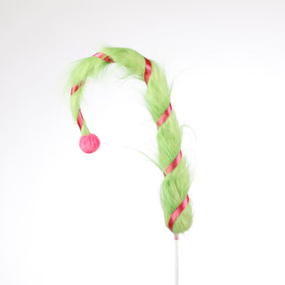 32" GREEN/PINK ELF STEM WITH PINK POMPOM