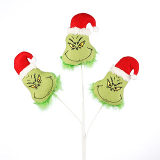 24" WHITE/GREEN/RED 3 GRINCH FLORAL STEM