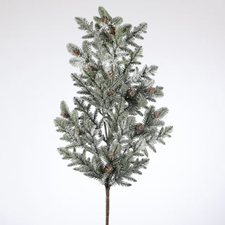 30" GREEN/WHITE SNOWED PINE SPRAY WITH PINCONE