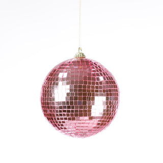 HOT PINK 100MM MIRROR BALL ORNAMENT